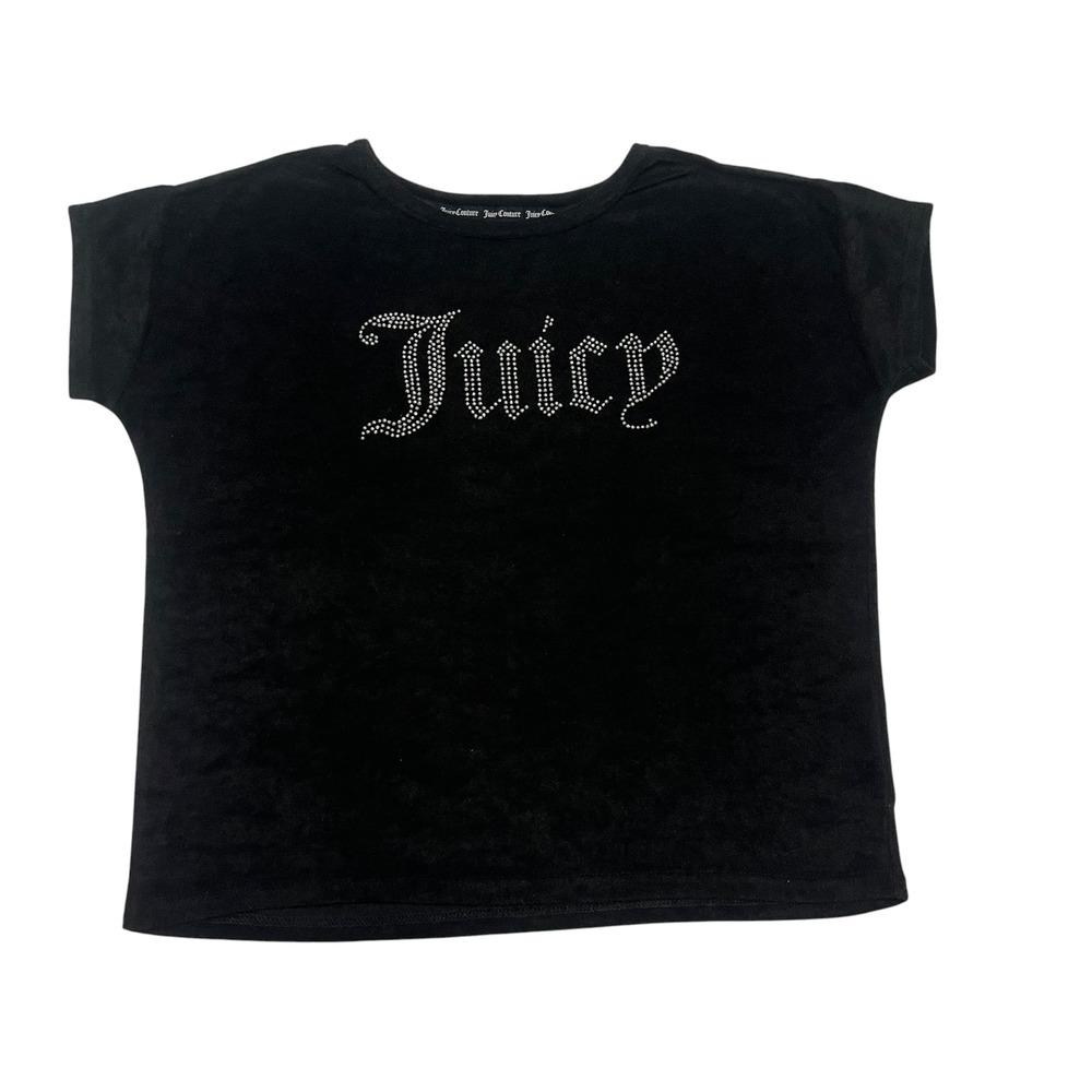 Juicy Couture Black Velour Logo Sleepwear Top Size Medium